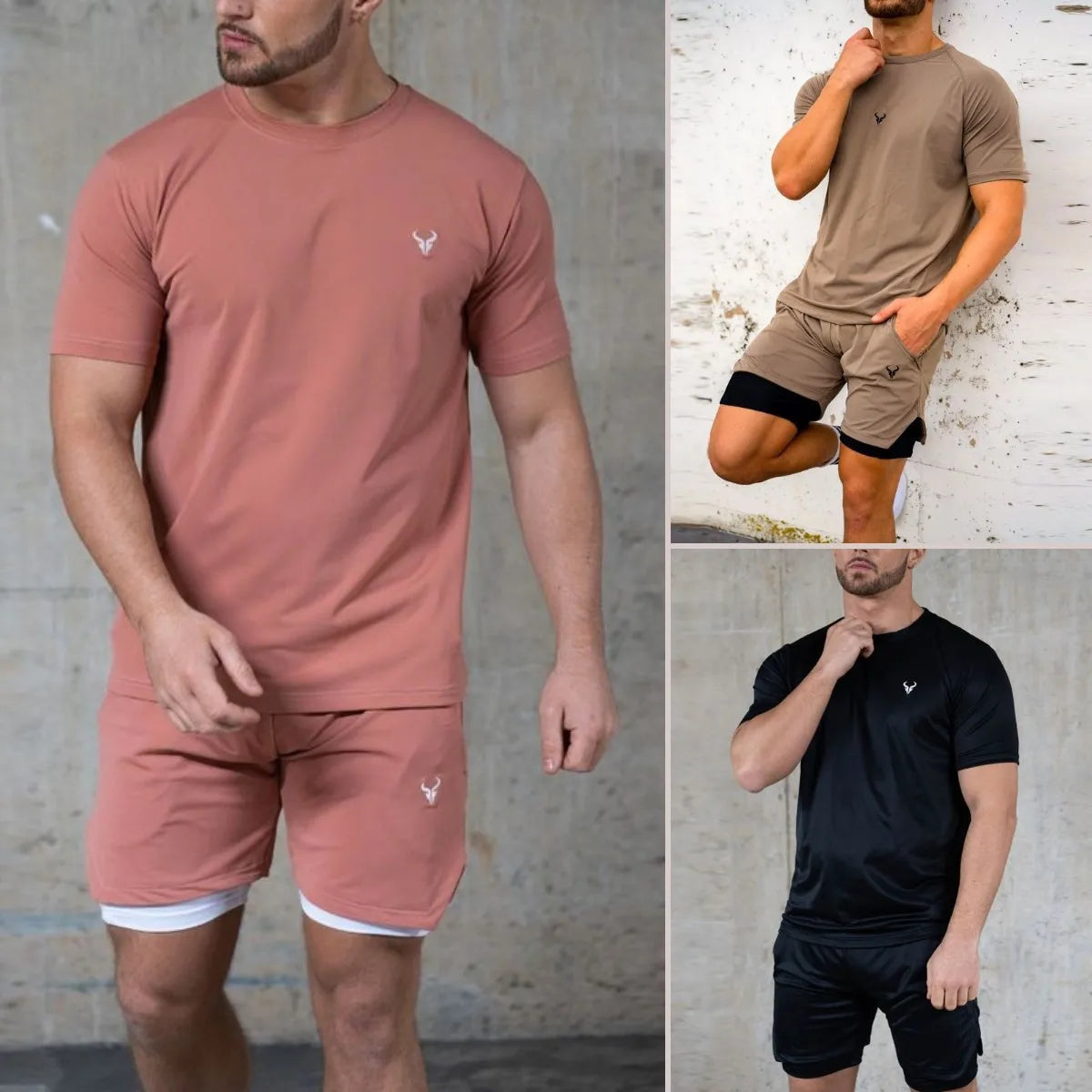 New Fashion Summer Shorts Tracksuit Men's Suit Active Wear 2 Piece Short Set Custom logo Blank Cotton Shorts Set Men