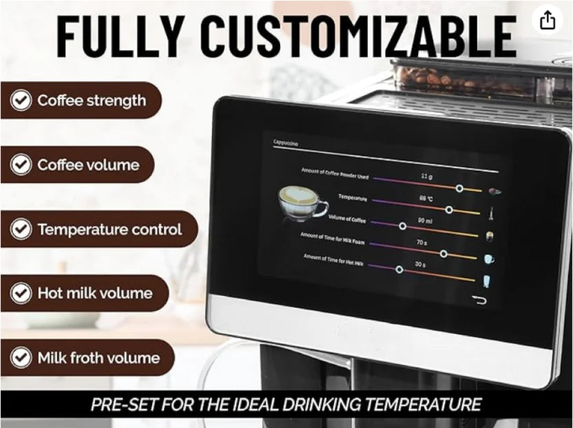 Best-Selling Full-Automatic Espresso Cappuccino Latte Coffee Machine with 19 Kinds of Drinks