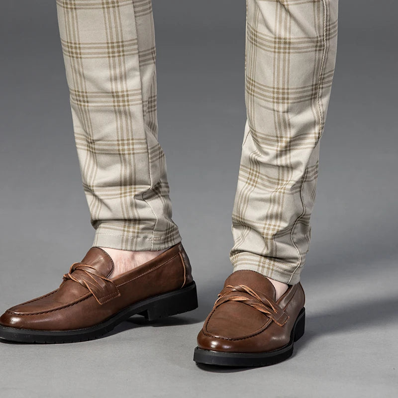 2025 Spring New Men's Plaid Casual Pants Business Fashion Slim Stretch Male Skinny Trousers Brand Clothes 7 Color