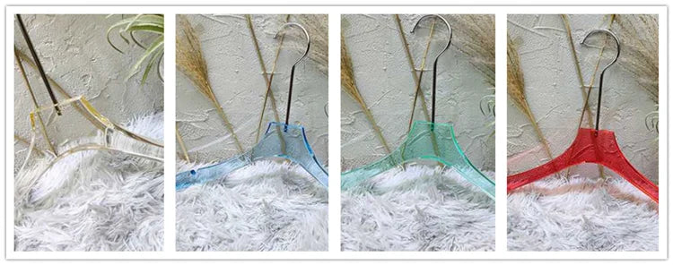 Transparent Wholesale Coat Skirt Matte Hanger Acrylic Clothes Hanger with Gold Hooks