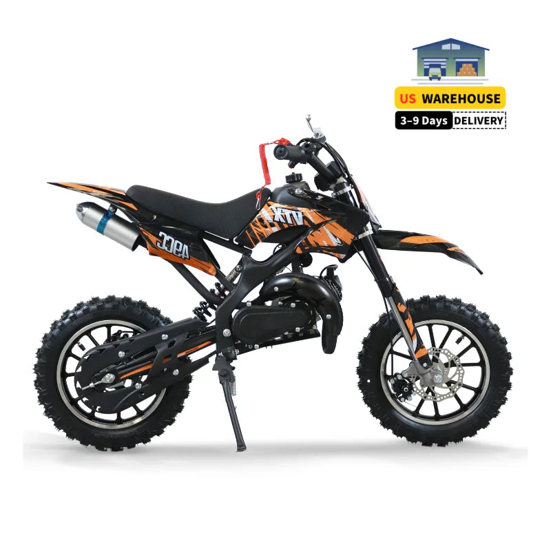 Factory Directly 49Cc 2 Stroke Engine Small All Terrain Pit Bike Mini Gasoline Motorcycle Black Dirt Bike