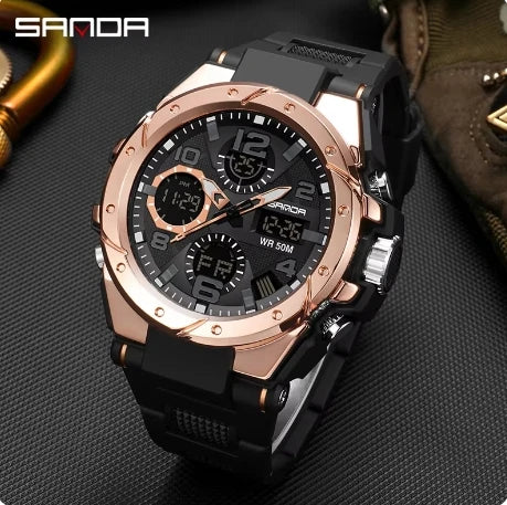 SANDA 6008 Hot Selling Fashion Casual Sport Silicone Strap Watch Digital Quartz Wristwatch Gift Couple Watches for Men and Women