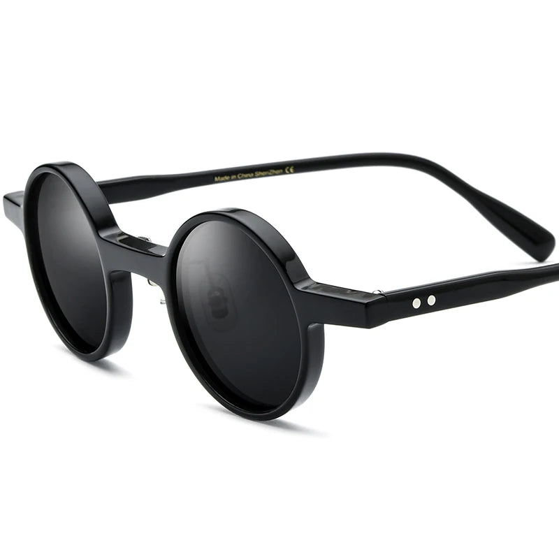 Borregls Acetate Polarized Sunglasses Men New UV400 Retro Vintage Transparent Round Sun Glasses Women Mirrored Shades 19177T