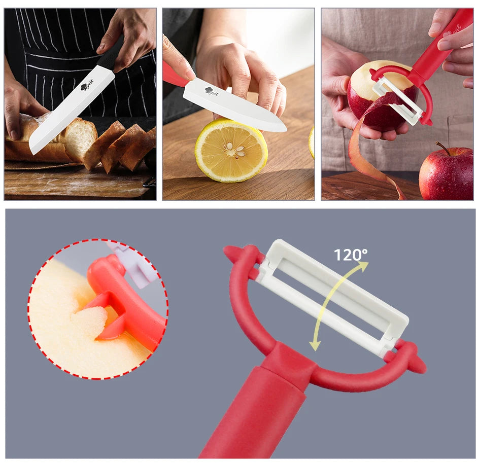 Ceramic Knives Kitchen Knive 3 4 5 6 inch Chef Paring Utility Slicing Bread Knife +Peeler Zirconia White Blade Cooking Tool
