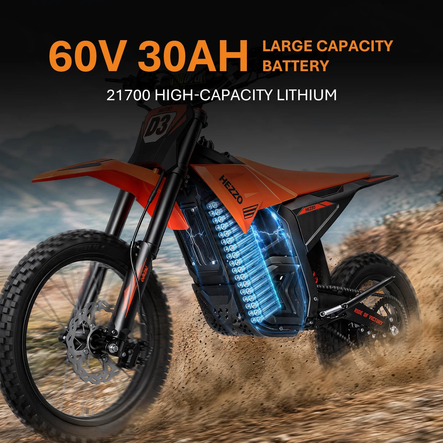 2026 HEZZO Electric Dirt Bike 60V 8000W 30AH off Road D3PRO Ebike Powerful Racing Mountain Electric Bike Enduro Motorbike