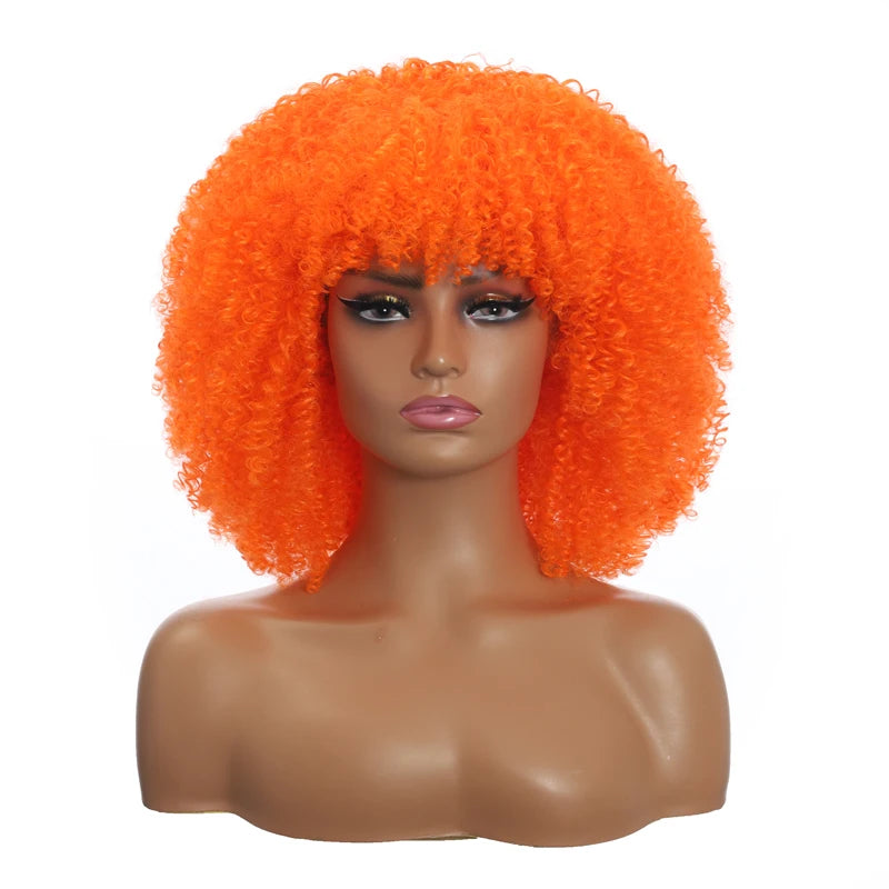 Afro Curly  Natural Color  Accept Customization Black Brown Blonde Short Hair Wig Synthetic for Black Women Synthetic Curly Wigs