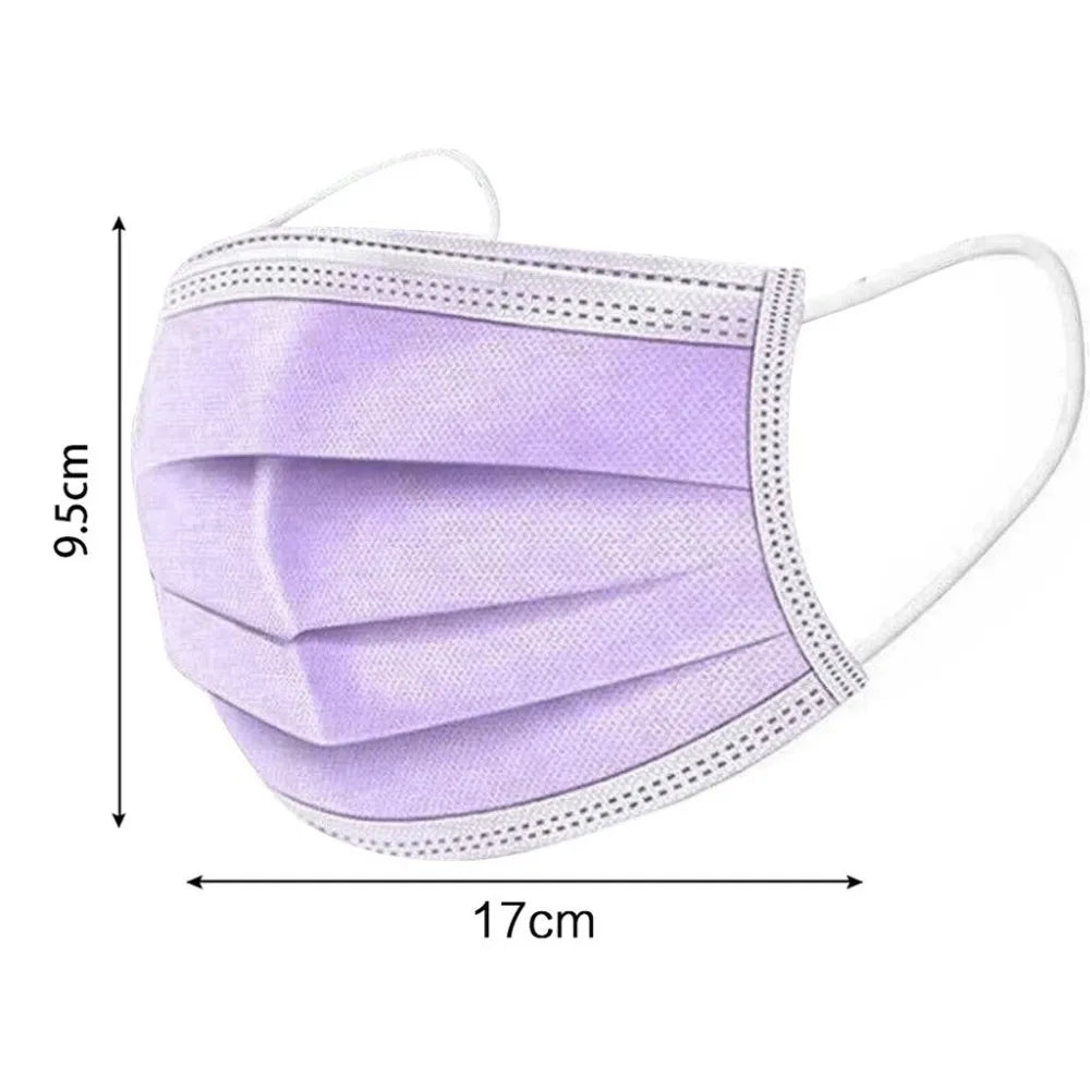 In Stock 10/50PCS Mask Disposable Face Mask Black Nonwove 3 Layers Mouth Mask Filter Anti Dust Breathable Protective Adult Masks