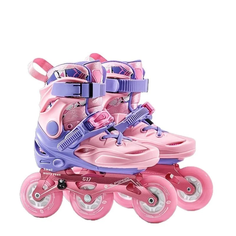 JINGYU G17 Professional Speed Skate Shoes for Kids Outdoor Beginners In-Line Roller Skates PU Wheel Adjustable 6000 Bearing for
