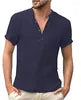 S-5XL High Quality New Men'S Linen V Neck Bandage T Shirts Male Solid Color Shorts Sleeves Casual Cotton Linen Tshirt Tops