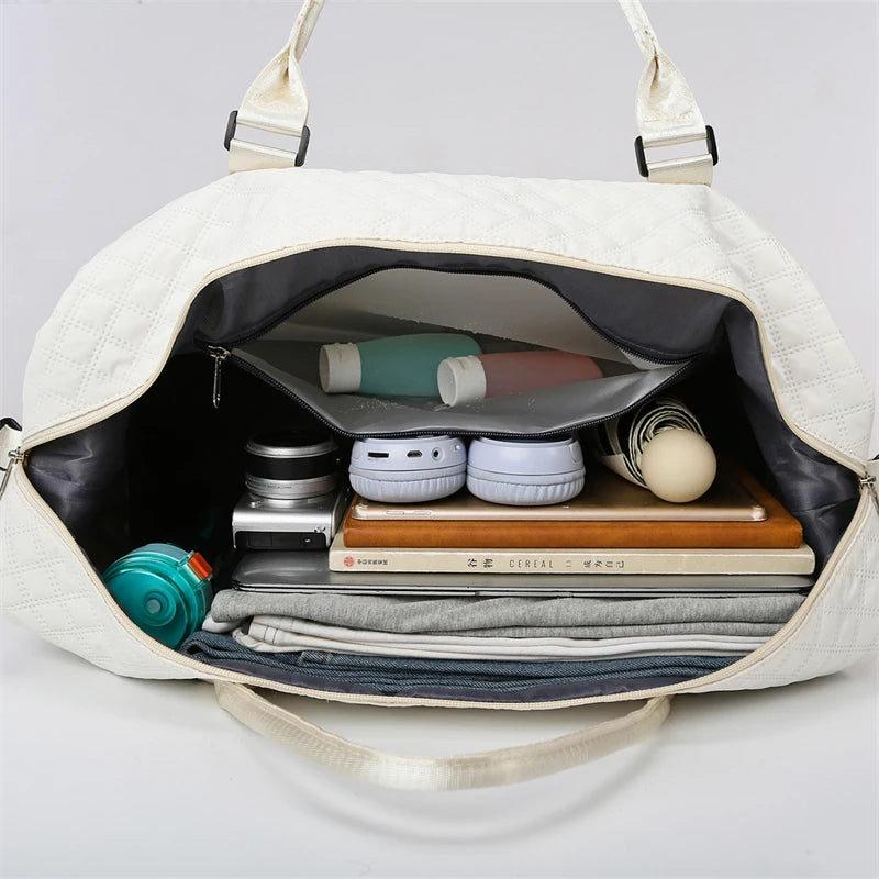 Large Capacity Travel Weekender Bag With Wet Pocket Shoes Compartment 2pcs Carry on Duffel Tote Bag Set With Small Handbag