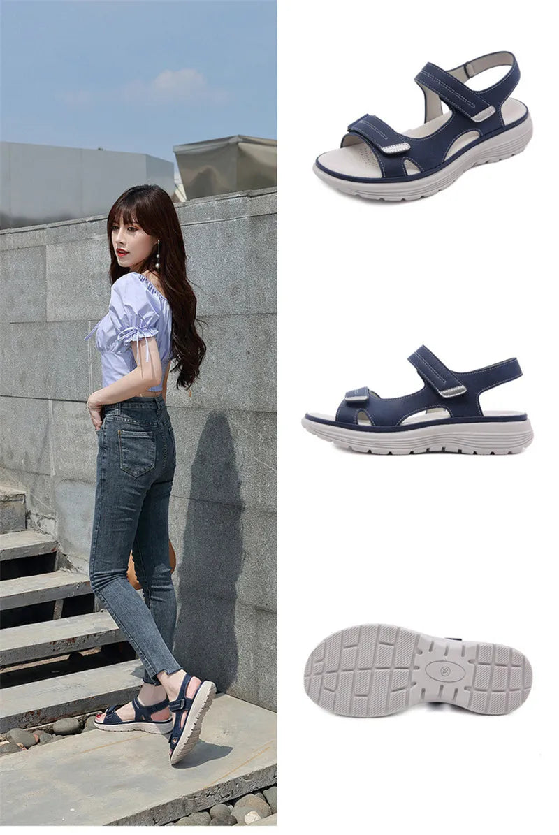 HOVINGE  Shoes Women Comfortable Sandals Ladies Slip-on Wedge Sandals Sports Beach Walk Shoes Summer Fashion Casual Shoes