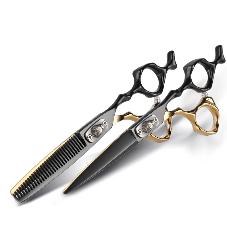 Black Golden Professional Hair Scissors  Set Hairdressing Scissors Hair Clipper Razor Thinning Cutting Scissor Barber Haircut