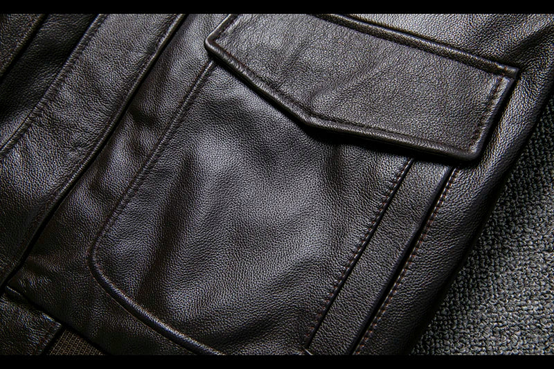 Air Force Flight Jacket Fur Collar Genuine Top Layer Cow Leather Jacket Men Black Brown Cow Coat Men's Winter Jacket 정품 가죽
