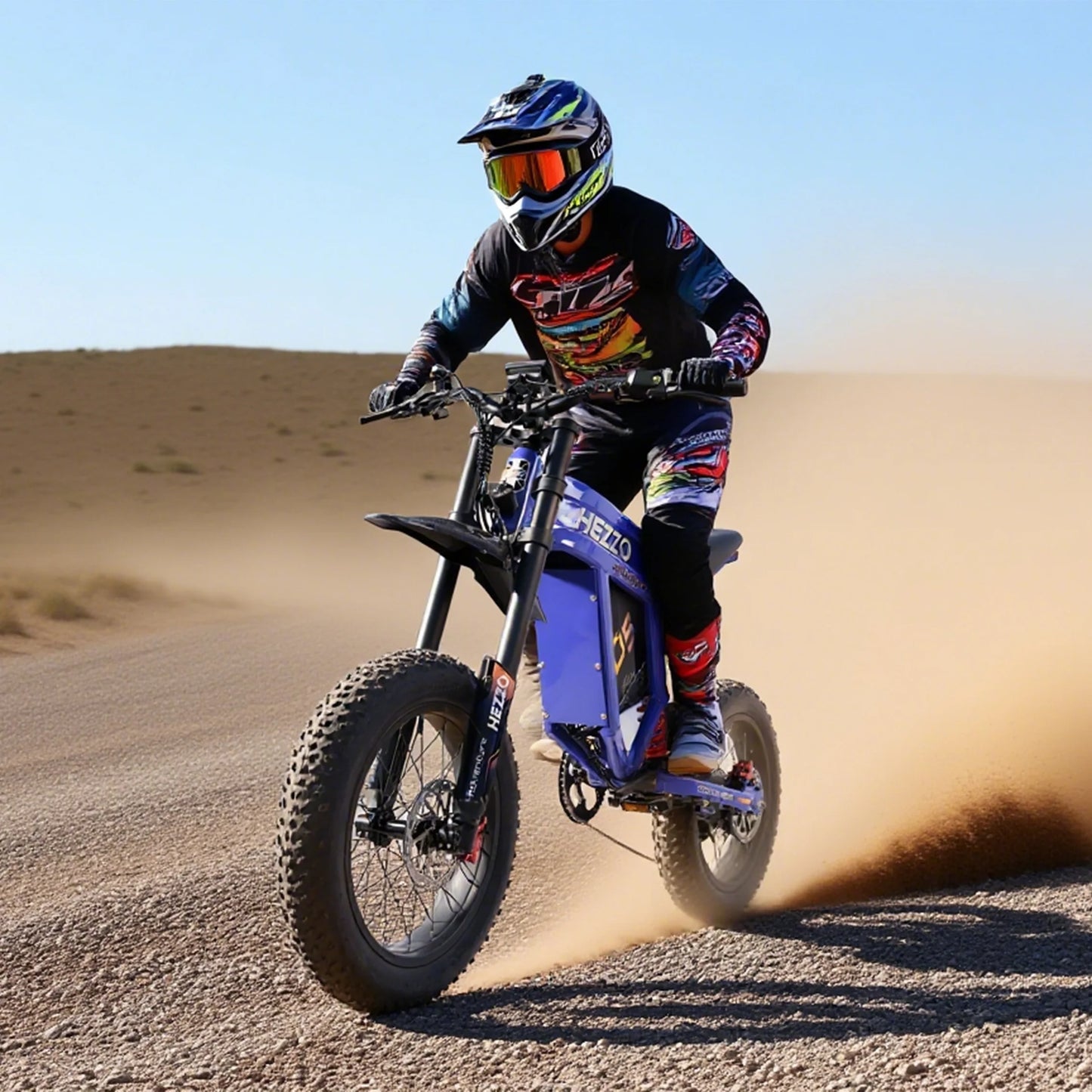 US EU Stock HEZZO D5 60V 3000W Electric Bike Off-road 43Mph 20Inch Fat Tire Ebike 30Ah Removable 150Km Cross Electric Dirt Bike