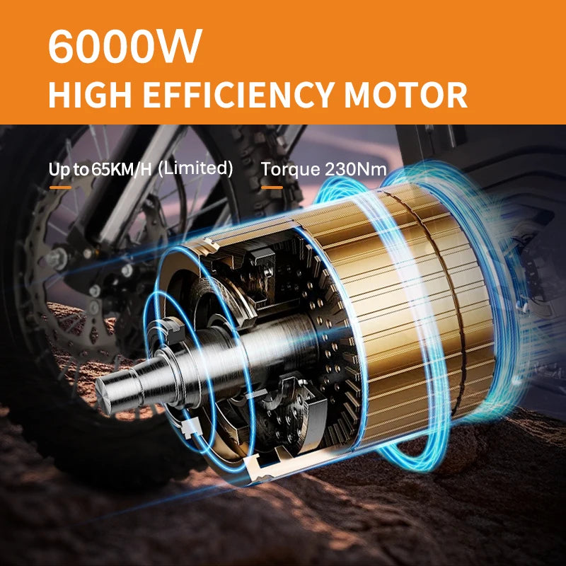 HEZZO 60V 6000W Middrive EBIKE Electric Motorcycle High Power 27Ah Long Endurance Off-road Electric Dirt Bike for Teens
