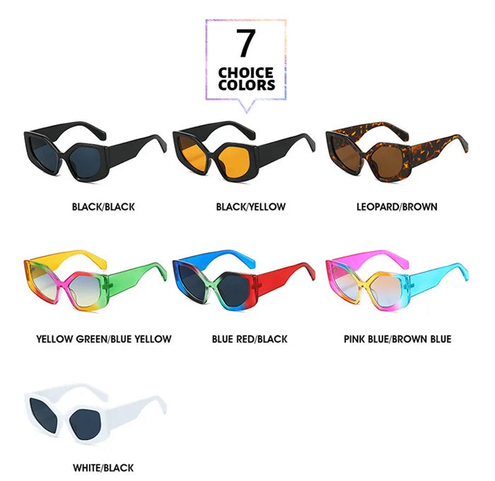 Popular Personality Catwalk Show Polygonal Irregular Rainbow Sunglasses Uv400 Women Fashion Large Frame Colorful Y2k Sunglasses