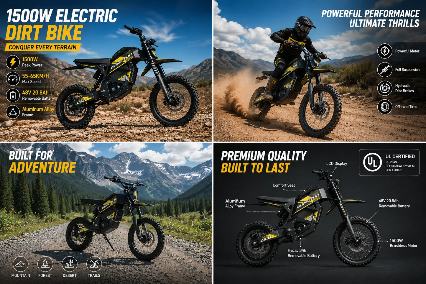 US Warehouse High Performance Electric Motor Electric Bike  Electric Dirt Bike for Outdoor Riding