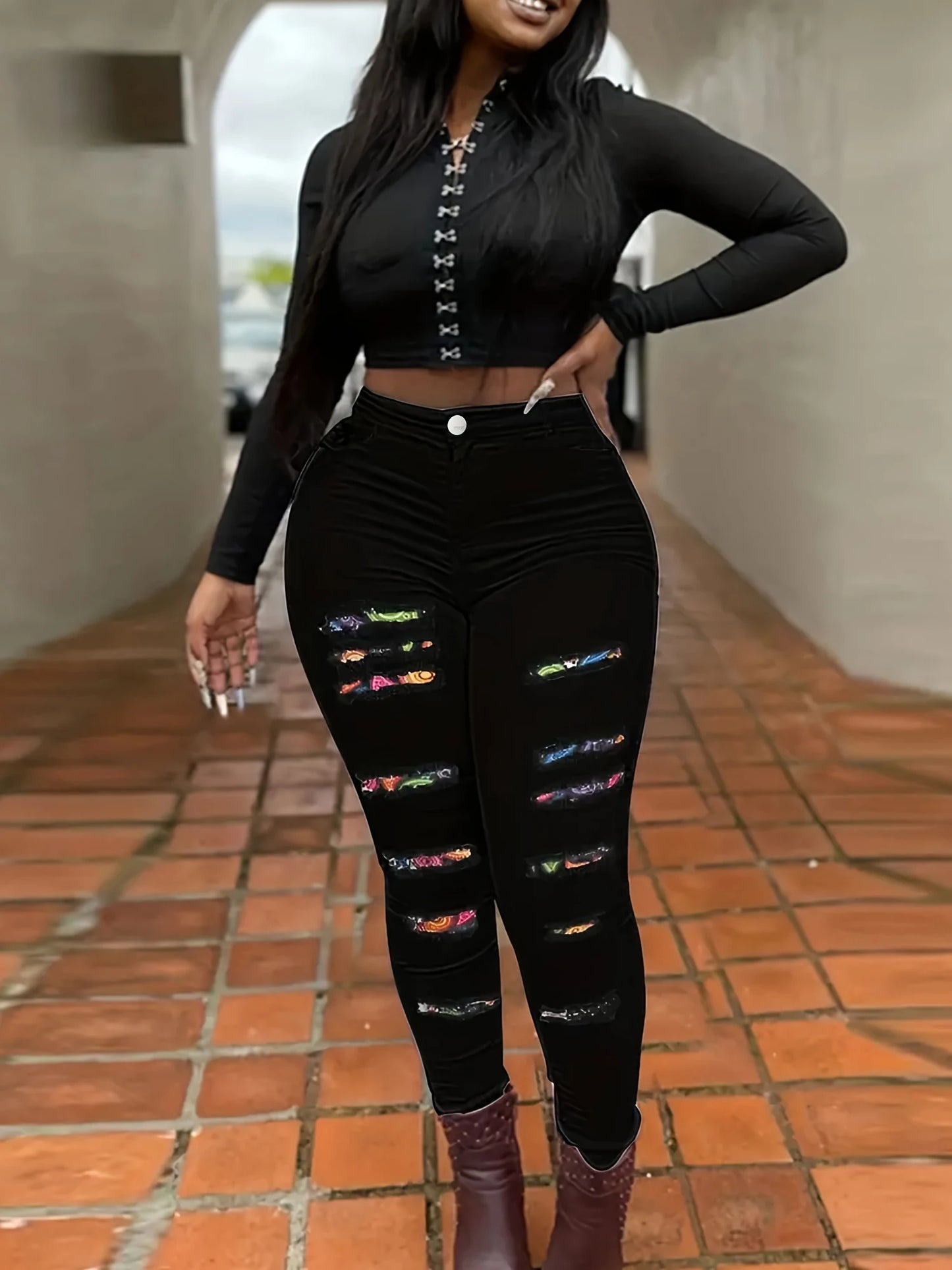 Free Shipping to USA- High Waist Slim Fit Mom Jeans Stretchy Full Length Skinny Denim Pants for Plus Size Ladies Summer Style