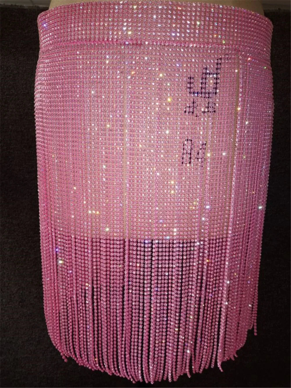 New Black Crystal Tassel Skirt Party Bling Rhinestone Mini Shirt Party Women Skirts