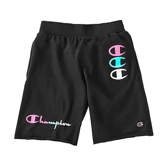 Champion Multi-Color Logo Mens Active Shorts Color: Black/Pink/Light Blue | 100% Authentic