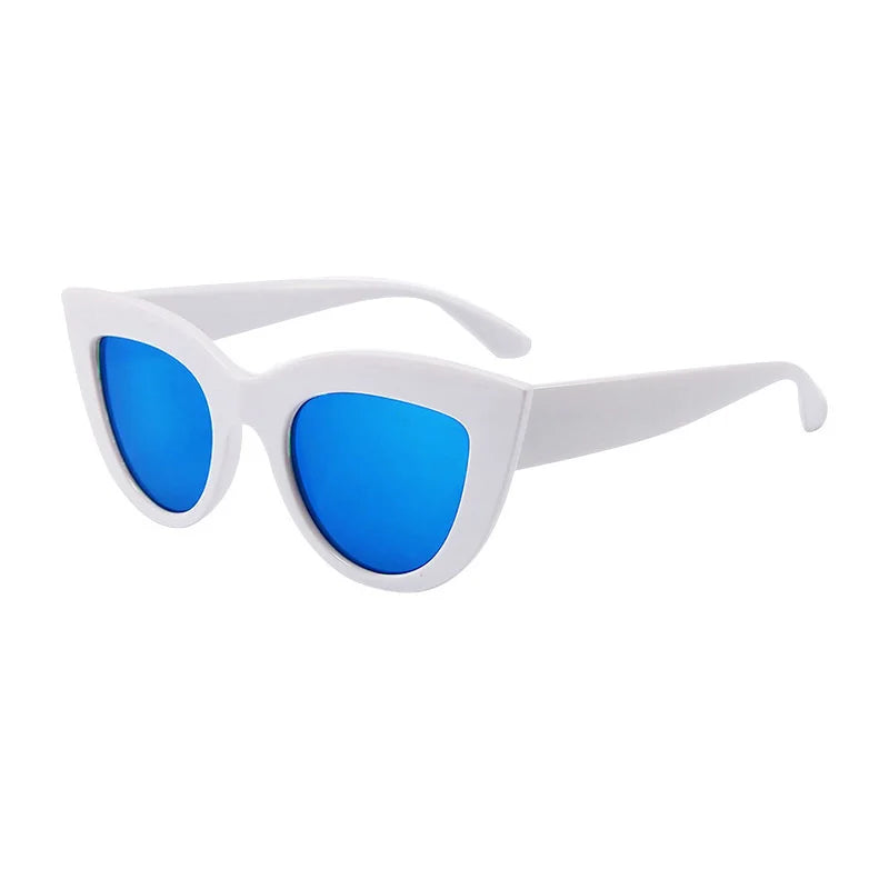 SHAUNA Retro Cat Eye Sunglasses Women UV400 Metal Hinge Fashion Gradient Mirror