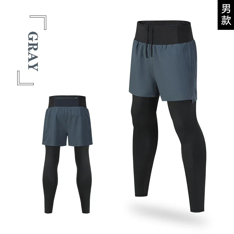 Custom Men's Breathable Quick Dry Gym Leggings Elastic Waist Compression Tights for Fitness Running Training Workout Solid