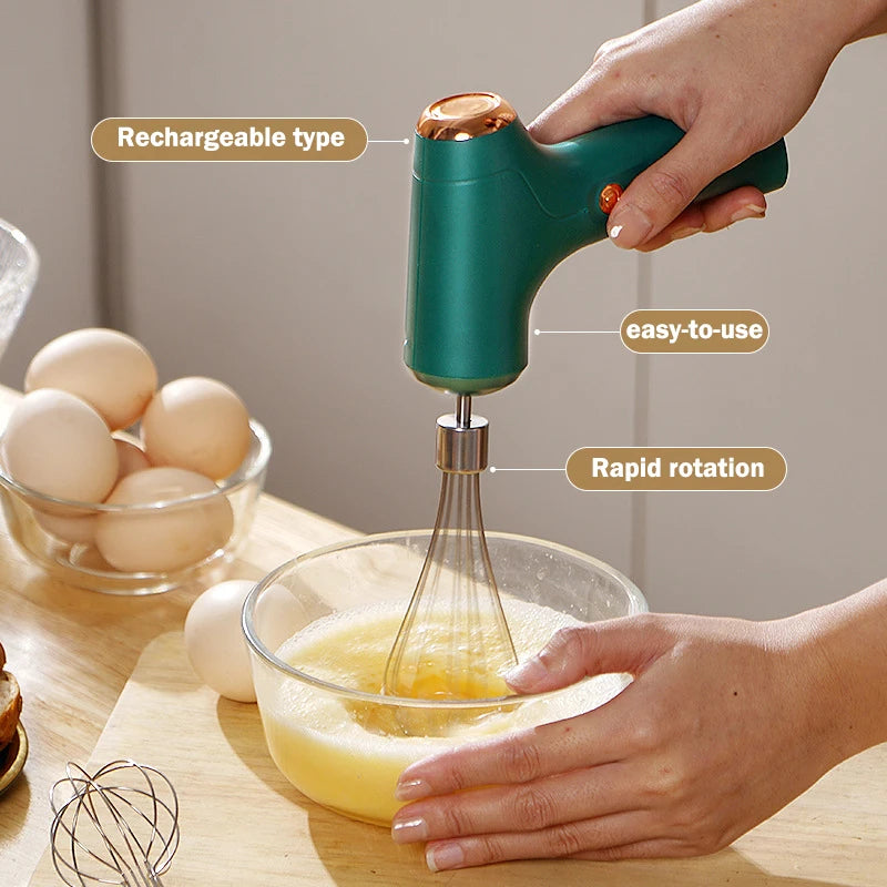 Electric Cordless Portable Plastic PP Automatic Push Button Immersion Hand Blender Whisk Cream Whipper 6 Blades Dessert Tools