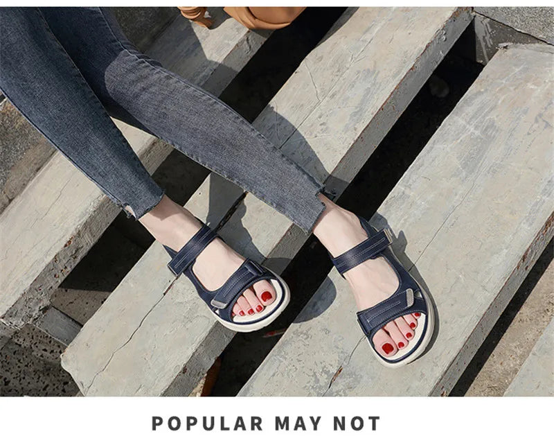 HOVINGE  Shoes Women Comfortable Sandals Ladies Slip-on Wedge Sandals Sports Beach Walk Shoes Summer Fashion Casual Shoes