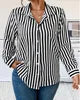 2026 Summer New Fashionable Casual Long Sleeve Striped Satin Women's Shirt, Suitable for Daily Wear, Spring and Autumn XXL Size
