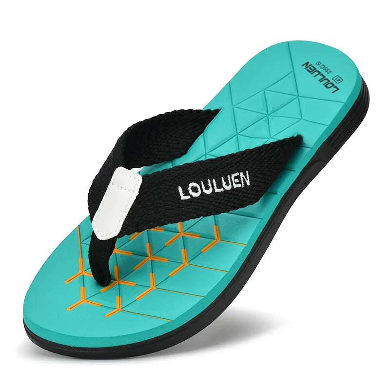 Sandals Men Beach slippers Shoes Outdoor Non-slip Slippers Striped Color Matching Beach Leisure Flip-flops Mens Slides Slipper