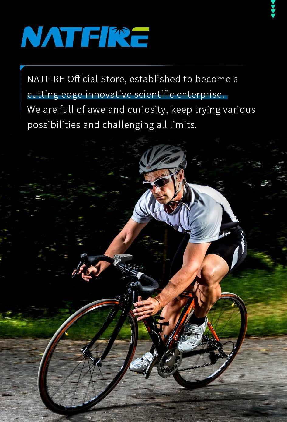 NATFIRE 12 LED Bike Light High Lumen USB C Rechargeable Aluminum MTB Bicycle Light 10000mAh Power Bank Headlight 6 to 12 LED