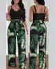 Women's Pleated Suspender Top With Fashionable Wide Leg High Waist Pants Set Casual 2-piece Set