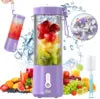 Mini Blender 450ml Stainless Steel BPA Free USB Recharging Electric Blender Camping Juice Blender