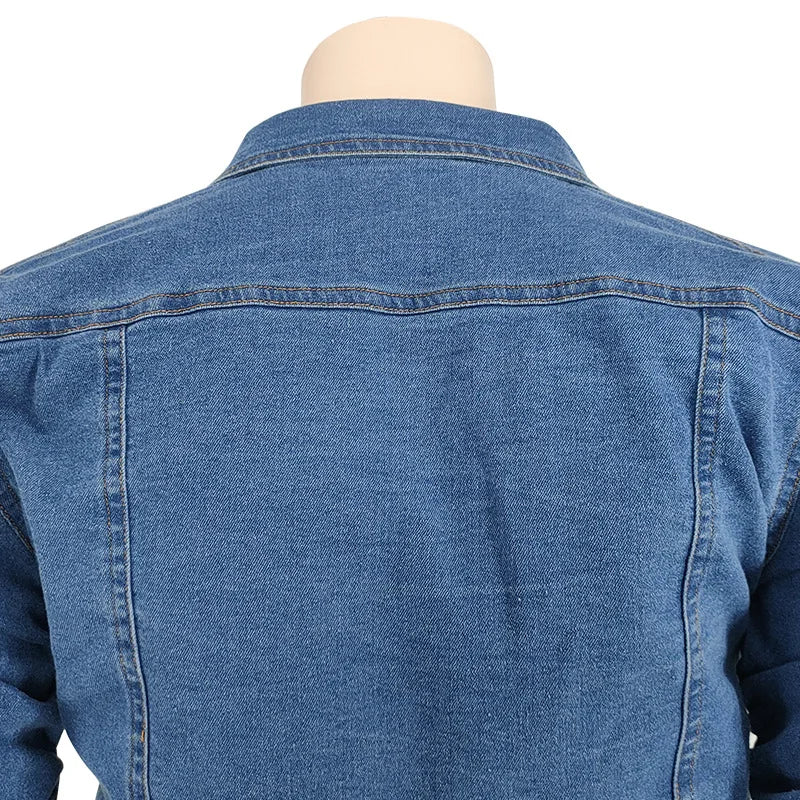Denim Plus Size Sets Women 2 Piece Set Puff Long Sleeve Jacket Stretch Stacked Jeans Fall Winter Clothes Wholesale Dropshipping