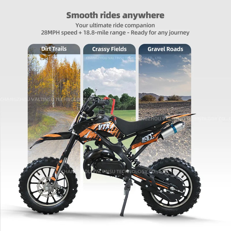 Usa Warehouse 49Cc 2 Stroke Kids Full Size Pocket Bike Off-Road Pit Bike High Power Dirt Bike
