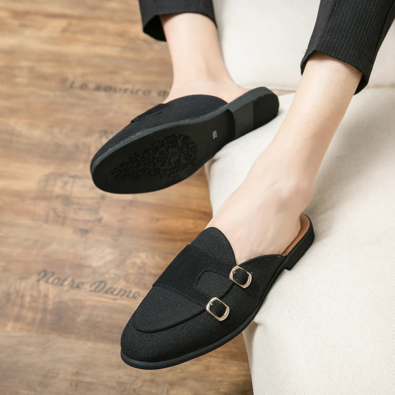 Men's Casual Mocassins Half Loafer Shoes Slippers for Men Flat Anti-Slippery Leisure Summer Fashion Mens Leather Loafers
