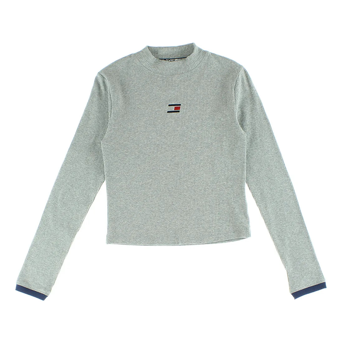 Tommy Hilfiger Crop Ribbed Mock Neck Womens Active Shirts & Tees Color: Grey | 100% Authentic