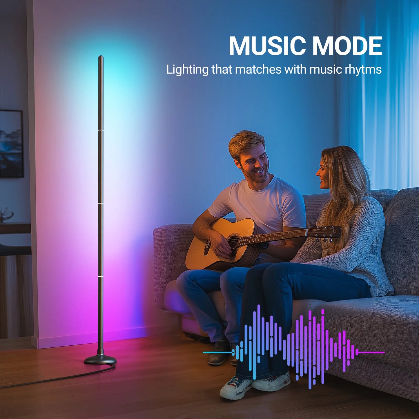 RGBIC Built-in with Segmented Splicing, 5V Low Voltage 10W Energy-Saving, Design for Modern Home Floor Ambient Lighting