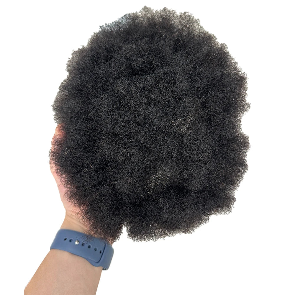 Premium 100%  Human Hair Systems Toupees for Men-Afro Kinky Curly with PU Base Natural Hairline | Wholesale Available