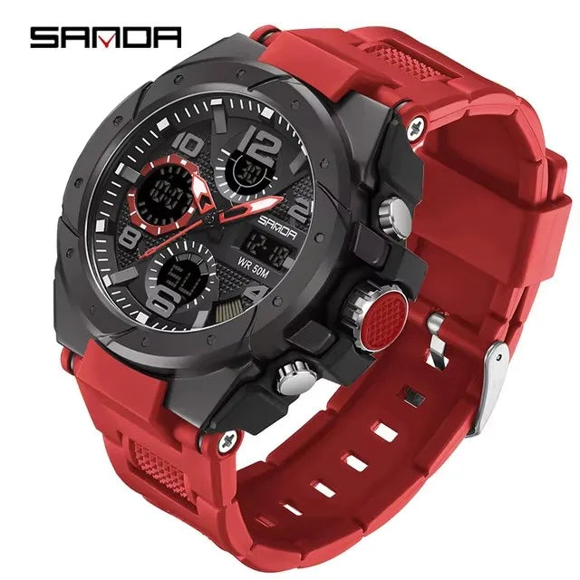 SANDA 6008 Hot Selling Fashion Casual Sport Silicone Strap Watch Digital Quartz Wristwatch Gift Couple Watches for Men and Women