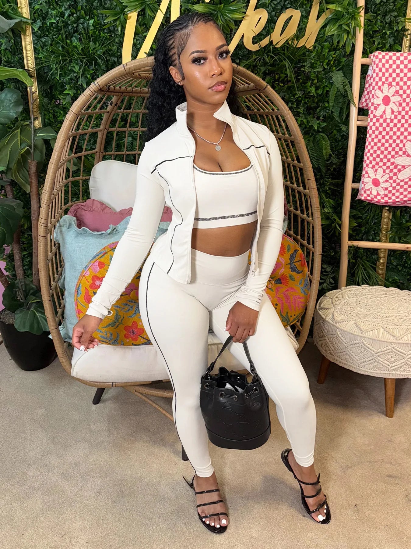Custom Sets for Women Casual Set Jacket I-shaped Vest Pants Three-Piece Color Blocking Tight Fitting Set Conjuntos Para Mujeres