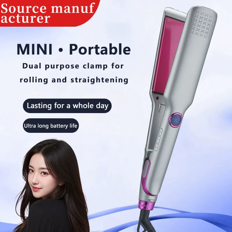VOAUN 2-in-1 Hair Straightener High Quality Electric Aluminum Plate Hair Styler for Household & Salon Use LCD Display for Hotels