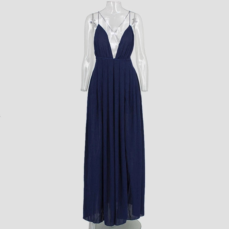 Summer new arrival sexy French dress suspender long dresses solid color evening dress for women