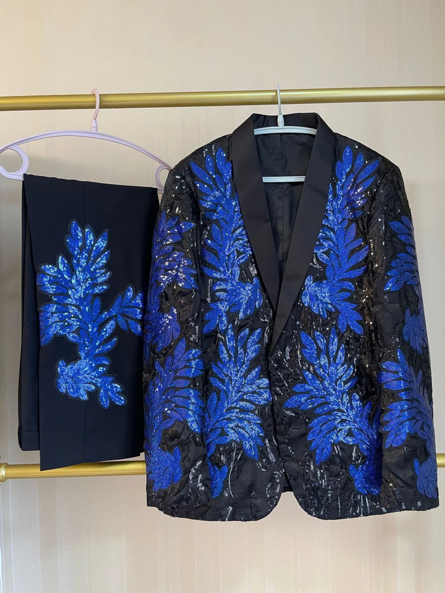 Wholesale Custom Sequin Model Performance Stage Host Wedding Party Suit 2-Piece Set for Men