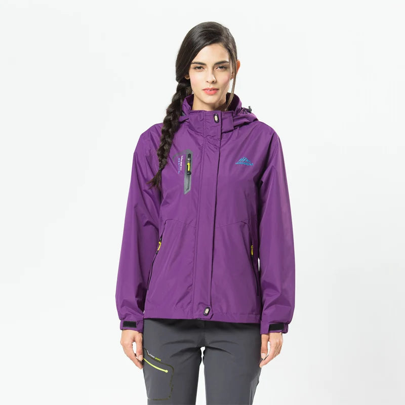 TRVLWEGO Women's Autumn Waterproof Rain Jacket Camping Lightweight Raincoat Hooded Hiking Jacket Softshell Windbreaker Coats
