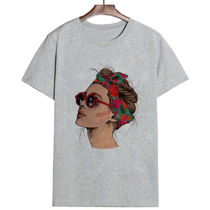 Plus Size Women Summer Fashion Print Lady Casual T-shirt Tops Harajuku Streetwear Short Sleeve O-Neck Tops Tees Camisetas Mujer