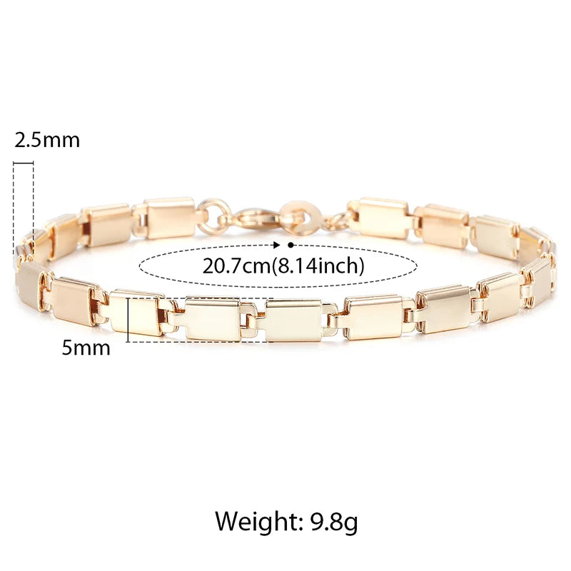 585 Rose Gold Color Bracelets For Women Light Marina Stick Chain Bracelet Woman Jewelry Fashion Valentine's Day Gifts 5mm  CB10