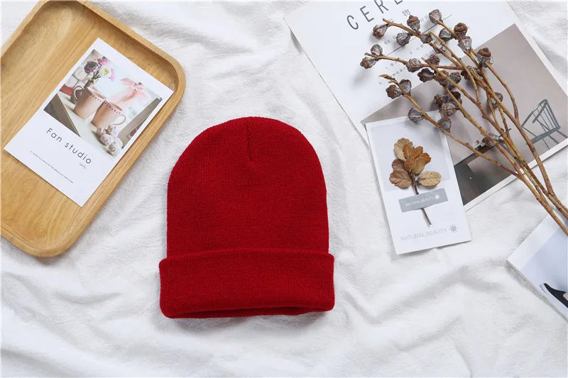 Hot Unisex Hat Beanie Autumn Winter Wool Blends Soft Warm Knitted Cap Men Women Solid Skull Cap Hats Ski Caps 23 Colors Beanies