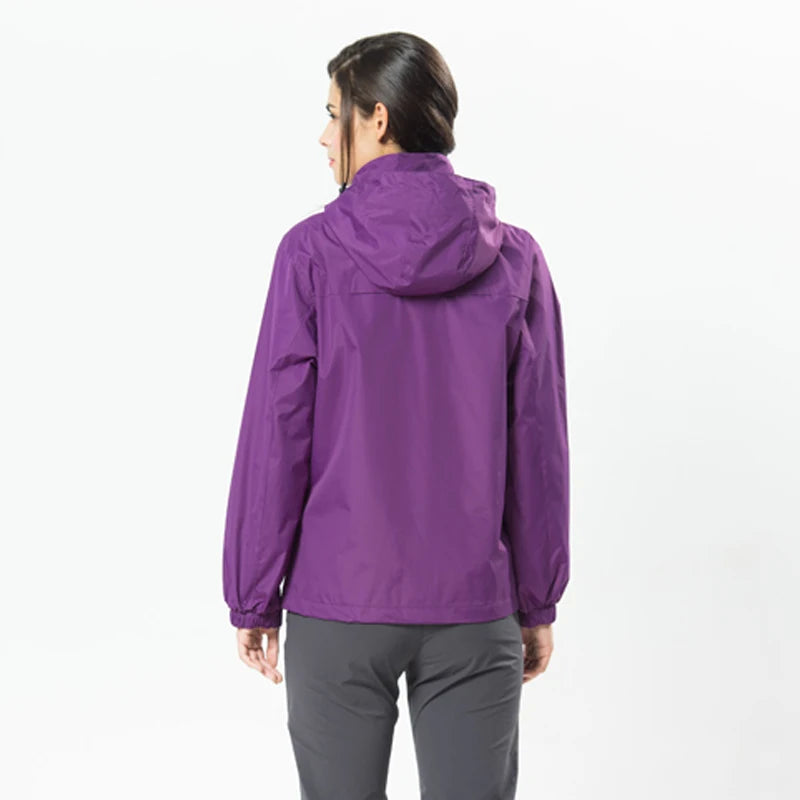 TRVLWEGO Women's Autumn Waterproof Rain Jacket Camping Lightweight Raincoat Hooded Hiking Jacket Softshell Windbreaker Coats