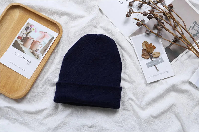 Hot Unisex Hat Beanie Autumn Winter Wool Blends Soft Warm Knitted Cap Men Women Solid Skull Cap Hats Ski Caps 23 Colors Beanies